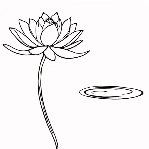 Lotus Flower Over The Water Lily