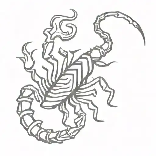 A Minimalist Design Of A Scorpion Wearing A Crown Made Of Musical Notes