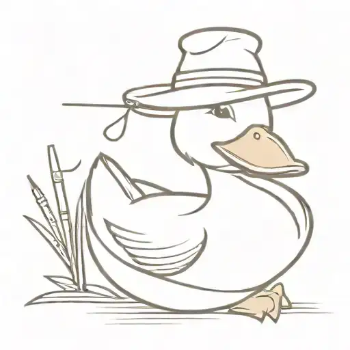 Duck With Vietnamese Hat On And Chopsticks