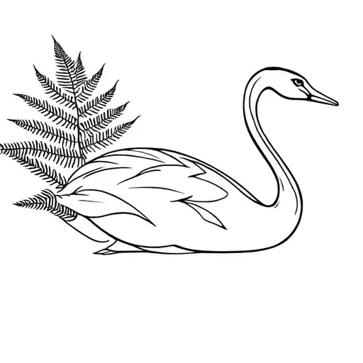 Black Swan With A New Zealand Fern As The Tail