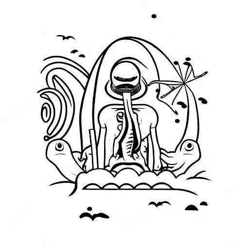 Alien Smoking Marijuana On The Beach