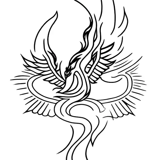 Small Phoenix With Fire Symbol