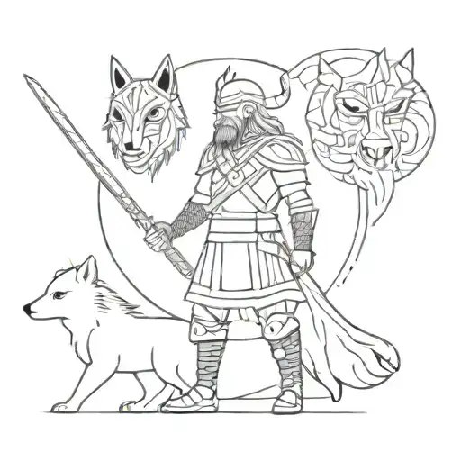A Viking Warrior With A Wolf And Owl As His Spirit Animals