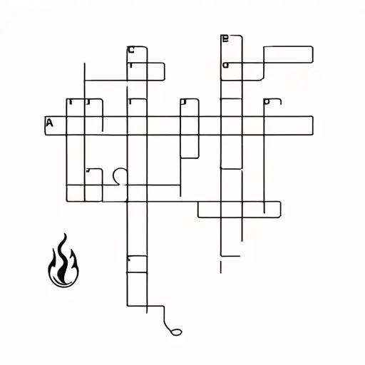 Minimalist Coffee And Crossword Puzzle That Incorporates Japanese Stile Fire And Water Motifs