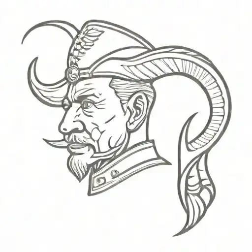Portrait Of An Army Five Star General With A Tamaraw Horn Incorporated Into The Design