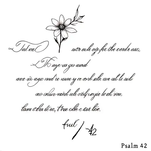 Psalm 42 Fine Line In Cursive With A Small Flower