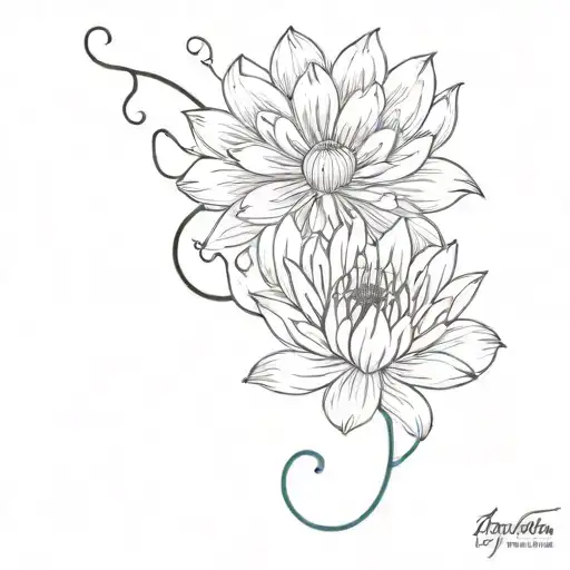 Black And White Incorporating A Chrysthanthemum And The Scorpio Symbol With Line And Dot Work