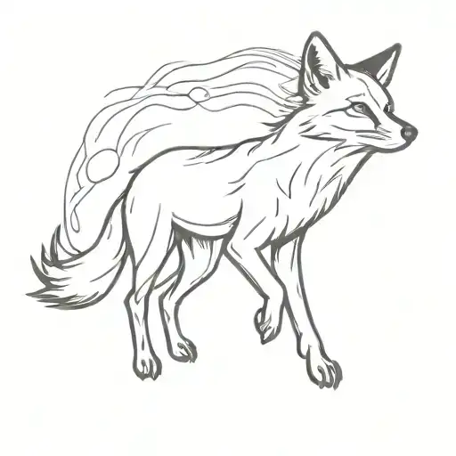 Running Fox With A Tail Made Of Fire