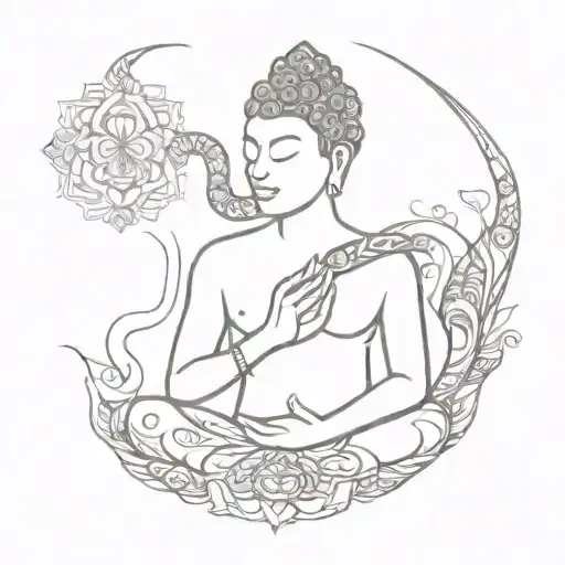 Buda With Snake With Mandalas