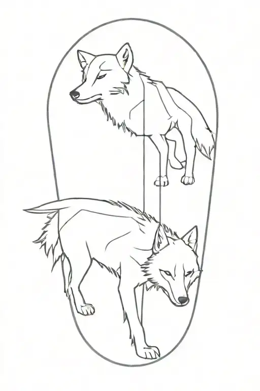 An Optical Illusion Tattoo Combining People And Wolves In A Surreal And Mesmerizing Design