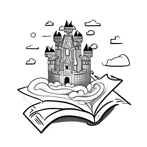 Open Book With Small Castle Above The Book