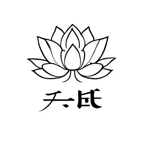 Family Kanji With Lotus Flower