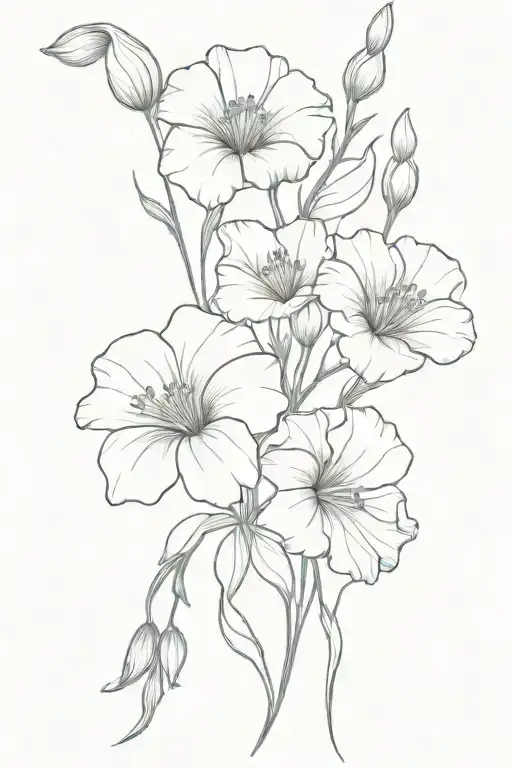 Birth Flower Bouquet Carnation Iris Poppy Morning Glory