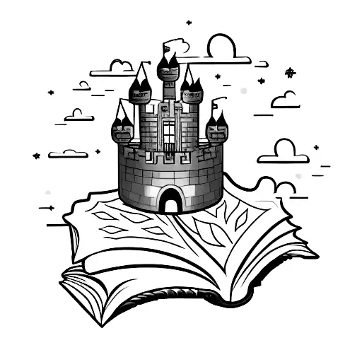 Open Book With Small Castle Above The Book