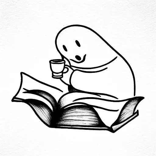 Casper The Ghost Drinking Coffee And Reading A Book