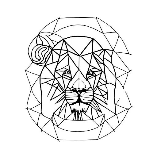 Lion With Watercolor Rainbow And Geometric With Infinity Sign