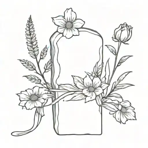 Blank Gravestone With A Wildflower To The Side