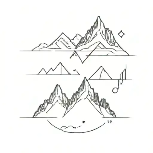 A Cosmic Mountain Range With Musical Notes Floating In The Sky
