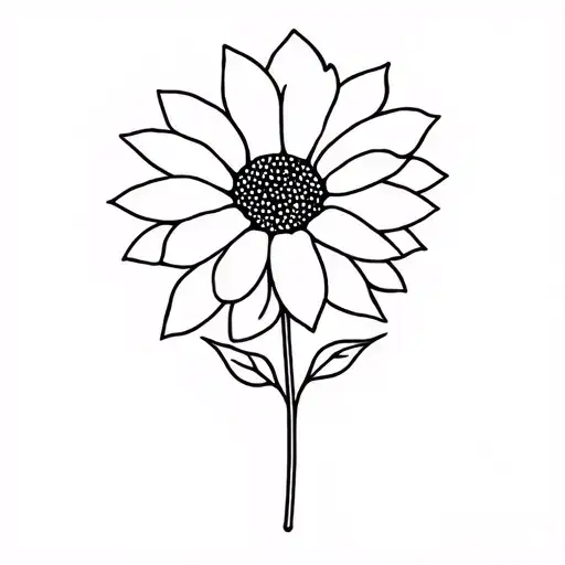Simple Sunflower Cute Small Line Art