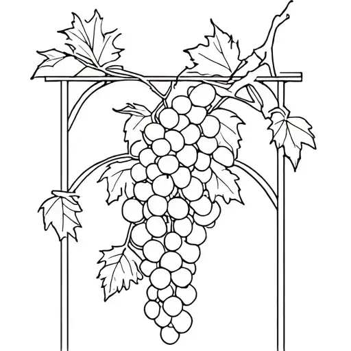 Fine Line Outline Of A Grapevine On A Trellis With No Grapes