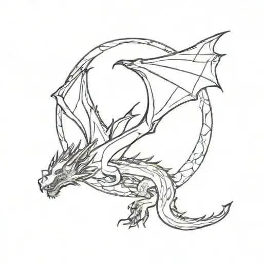 Dragon Looks At The Moon