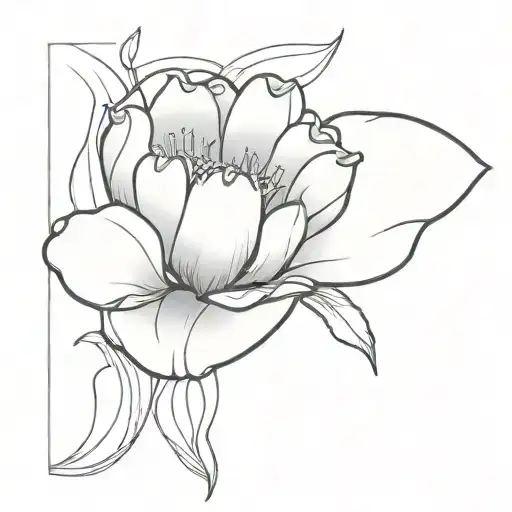A Black And White Drawing Of A Flower Blossoming From A Tear Drop