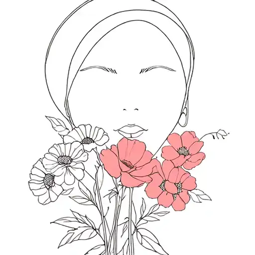 Aesthetic Face With Flower Bouquet