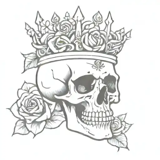 Skull With Crown And Rose