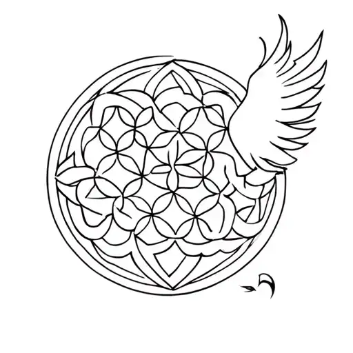 Flower Of Life With Phoenix Infinite Sign