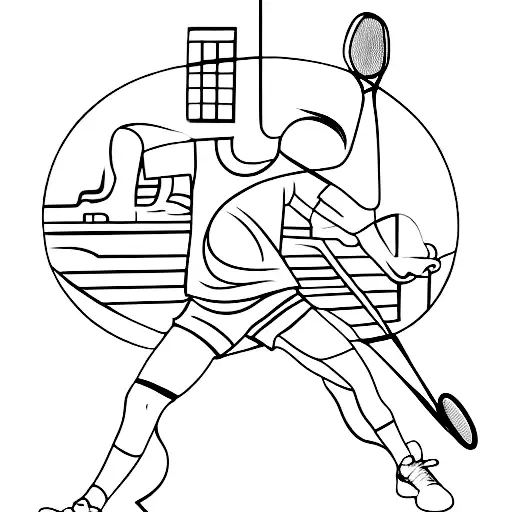 Outline Of Badminton Player Hitting The Shuttle With No Background And Only The Player