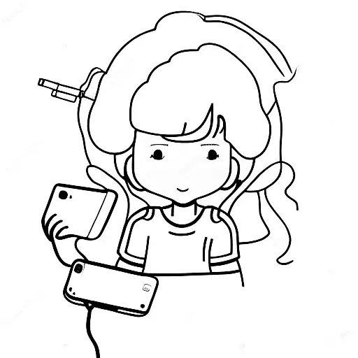 Little Girl With Cord Phones