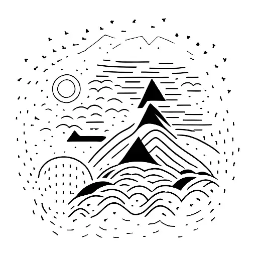 Simple Mountain And Water Connected Ny One Line