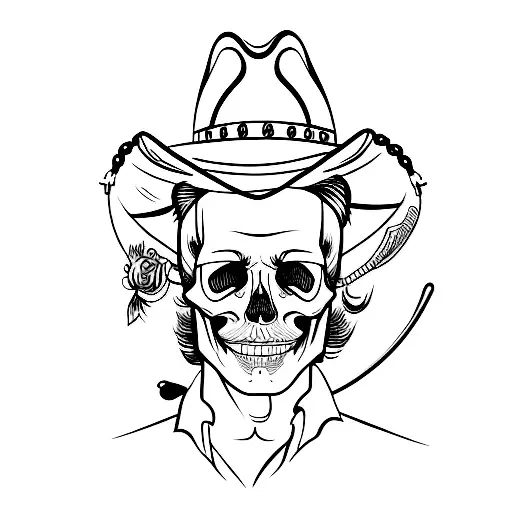 A Skull Wearing A Cowboy Hat