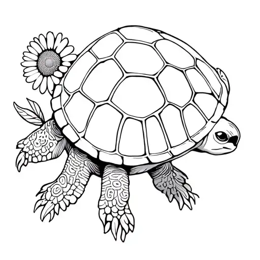 Turtle With Daisies