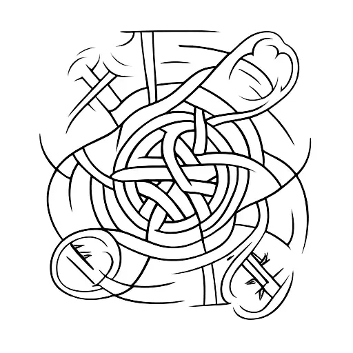 Witches Knot On Above Yggdrasil With Viking Runes