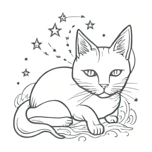 Cat And Starry Night