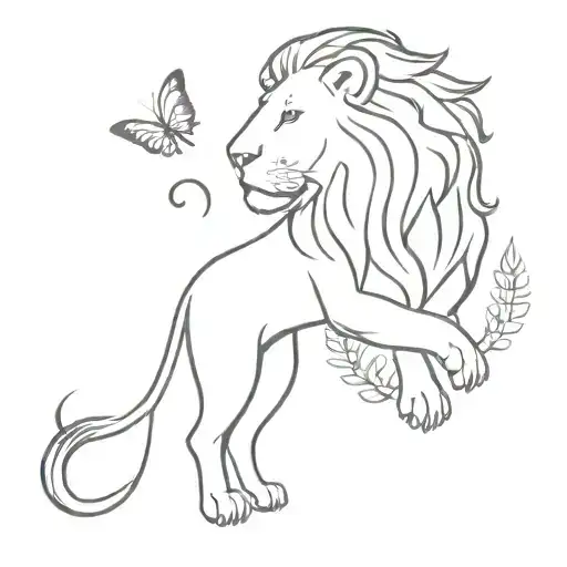 Lion And Butterfly Wings Flying