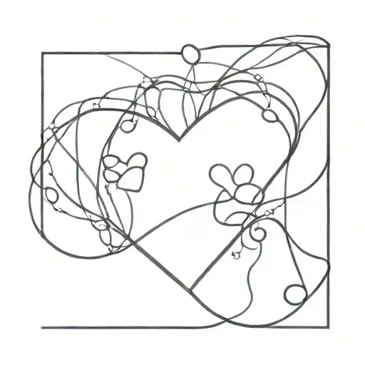 Dog Paw Print And Heart Intertwined