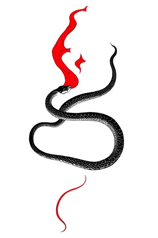 A Snake With Red Pieces Behind It