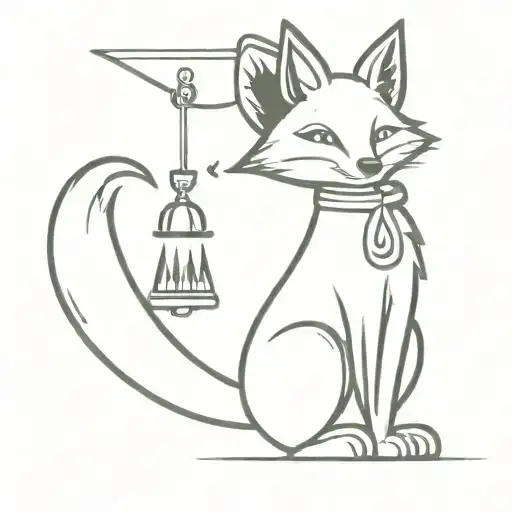 Fox With Jester Hat With 3 Bells And Bat On Its Back