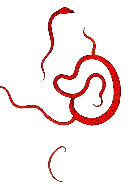 A Snake With Red Pisces Behind It
