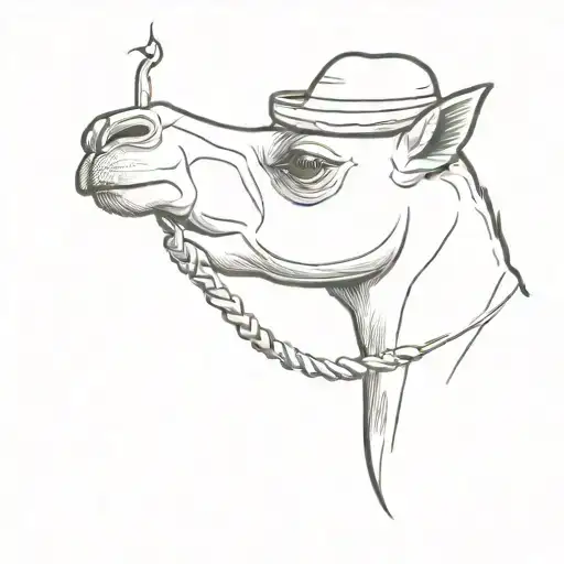 Camel With Mexican Sombrero And A Cigarette Being Consumed