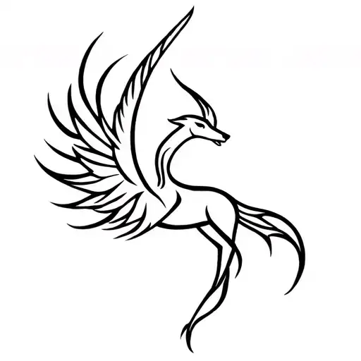 Capricorn Zodiac Symbol With A Rising Phenix In Tribal Style