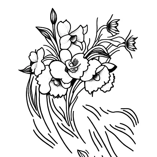 Fine Line Post Stamp With Daffodil And Sheep