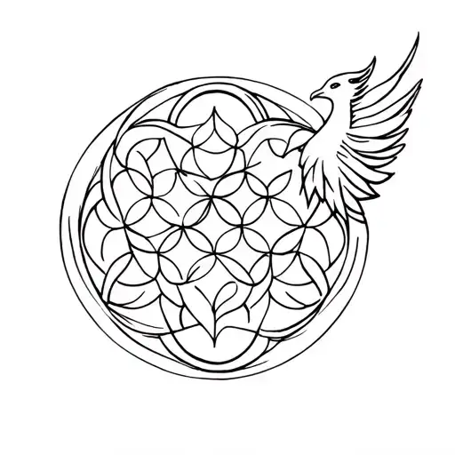 Flower Of Life With Phoenix Infinite Sign