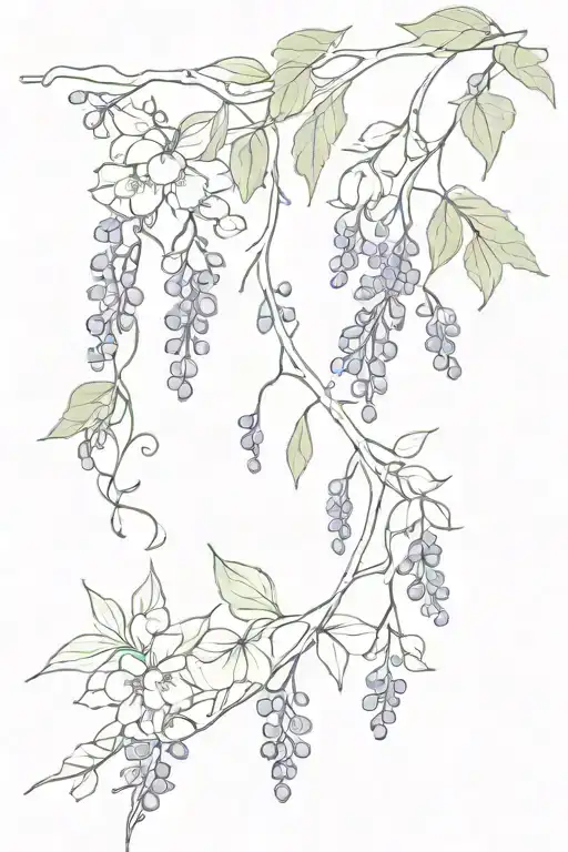 Line Of Vines With Wisteria Flowers