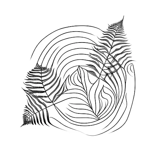 A Big Fern Leave As Background An A Rune Circle On The Fern