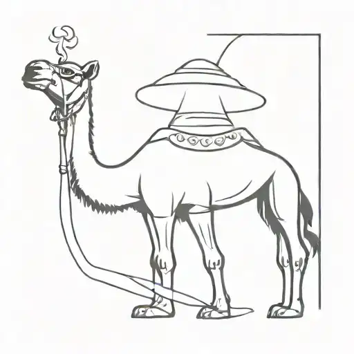 Camel With Mexican Hat And A Cigarette Being Consumed