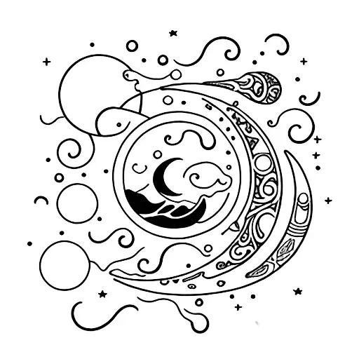 Crescent Moon Over The Sea