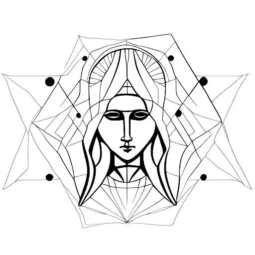 Virgin Mary Made Of Geometric Shapes